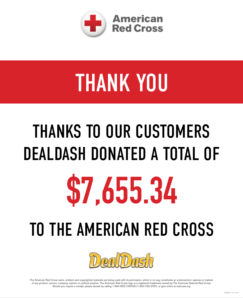 Final sum donated to The American Red Cross during COVID-19 coronavirus outbreak.
