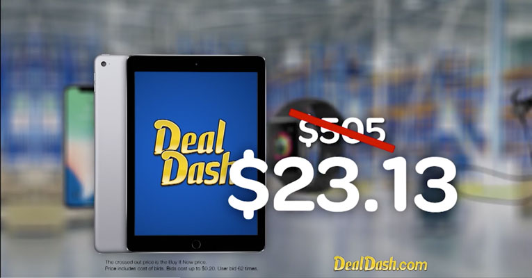 DealDash TV advertisement showcased iPad sold for only $23.