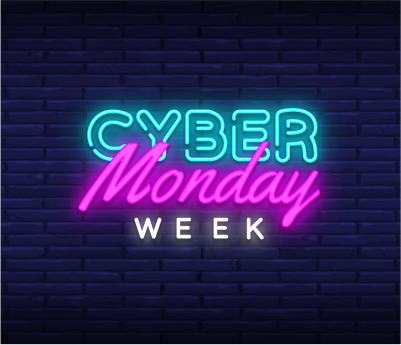 A neon sign advertises the beginning of Cyber Monday Week on DealDash.
