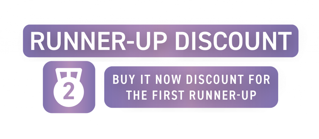 A promotional image advertises DealDash's Runner-Up Discount which awards a discount to second-place finishers.