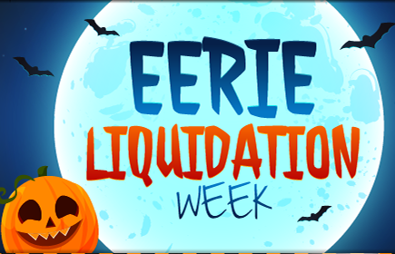 An advertisement for DealDash's Eerie Liquidation week shows off a full moon and a pumpkin.